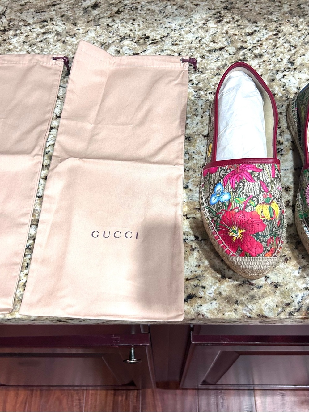 Gucci Floral Canvas Espadrilles in Pink and Green